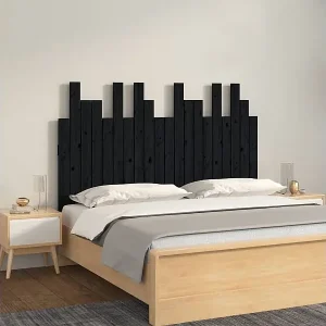Wand-Kopfteil Schwarz 127,5x3x80 cm Massivholz Kiefer Sichere Zahlung
