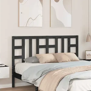 Top-Seller Kopfteil Schwarz 146x4x100 cm Massivholz Kiefer