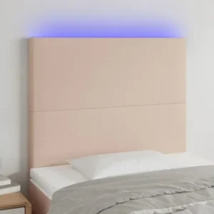 Begrenztes Angebot LED Kopfteil Cappuccino-Braun 80x5x118/128 cm Kunstleder