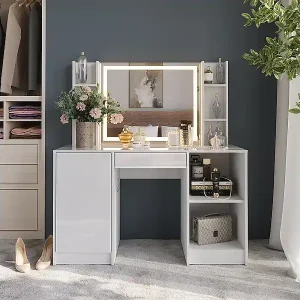 Schminktisch weiß/weiß hochglanz 128.2x50.1x76 sherry Jetzt Bestellen