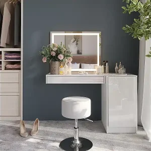 Schminktisch weiß/weiß hochglanz 120x50.1x76 sherry Kostenloser Rückversand