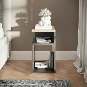 Nachttisch anthrazit/goldkraft eiche 25x35x45.3 elios Geprüft