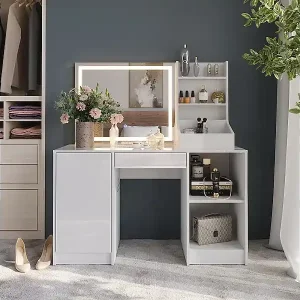 Schminktisch weiß/weiß hochglanz 128.2x50.1x76 sherry Mega-Angebot