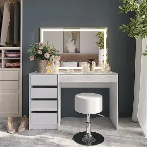 Schminktisch weiß/weiß hochglanz 119.8x50.1x76 sherry Nur Für Kurze Zeit