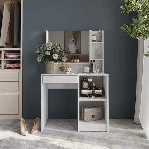 Schminktisch weiß/weiß hochglanz 89.8x50.1x76 sherry Ausverkauf