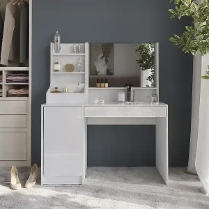 Markenprodukt Schminktisch weiß/weiß hochglanz 119.8x50.1x76 sherry