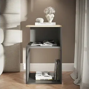 Nur Heute Nachttisch anthrazit/goldkraft eiche 40x35x65.3 elios