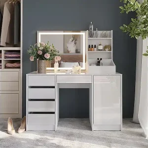 Jetzt Kaufen Schminktisch weiß/weiß hochglanz 128.2x50.1x76 sherry