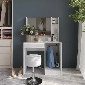 Expressversand Schminktisch weiß/weiß hochglanz 89.8x50.1x76 sherry