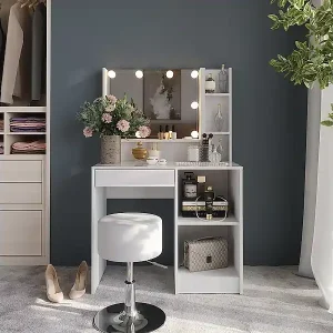 Schminktisch weiß/weiß hochglanz 89.8x50.1x76 sherry Direkt Vom Hersteller