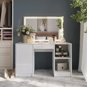 Neue Kollektion Schminktisch weiß/weiß hochglanz 128.2x50.1x76 sherry