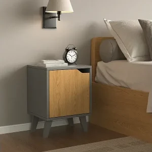 Nachttisch anthrazit/eiche 34.5x32x47 malu Schneller Versand