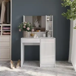 Schminktisch weiß/weiß hochglanz 89.8x50.1x76 sherry Garantierte Lieferung