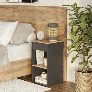 Nachttisch anthrazit/goldkraft eiche 35x35x65 dany Preisknaller