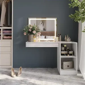 Kostenfreie Lieferung Schminktisch weiß/weiß hochglanz 120x50.1x76 sherry