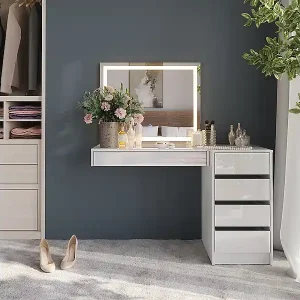 Schminktisch weiß/weiß hochglanz 120x50.1x76 sherry Ausverkauf