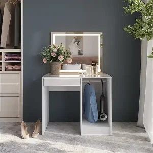 Schminktisch weiß/weiß hochglanz 89.8x50.1x76 sherry Garantierte Lieferung