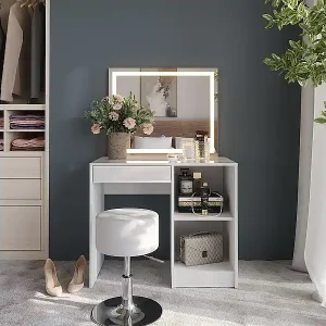 Schminktisch weiß/weiß hochglanz 89.8x50.1x76 sherry Highlight