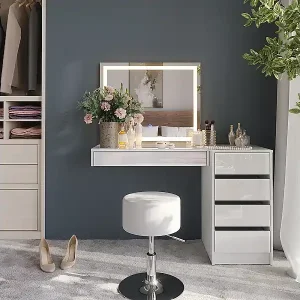 Schminktisch weiß/weiß hochglanz 120x50.1x76 sherry Direkt Vom Hersteller