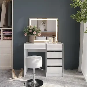 Schminktisch weiß/weiß hochglanz 89.8x50.1x76 sherry Online Kaufen