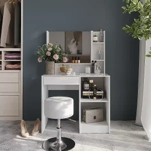 Markenware Schminktisch weiß/weiß hochglanz 89.8x50.1x76 sherry