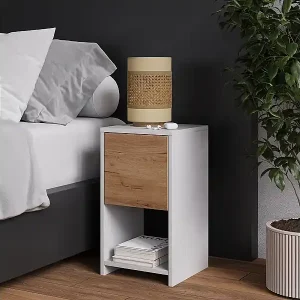 Versand Am Gleichen Tag Nachttisch weiß/goldkraft eiche 30x30x55 evo