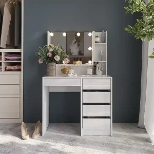 Angebot Schminktisch weiß/weiß hochglanz 89.8x50.1x76 sherry