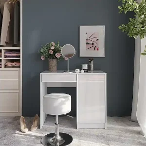 Schminktisch weiß/weiß hochglanz 89.8x50.1x76 sherry Wochenendangebot