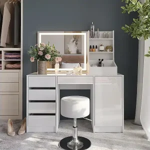 Letzte Chance Schminktisch weiß/weiß hochglanz 128.2x50.1x76 sherry