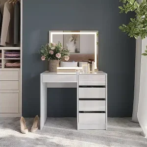 Versand Am Gleichen Tag Schminktisch weiß/weiß hochglanz 89.8x50.1x76 sherry