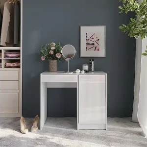 Aktuell Schminktisch weiß/weiß hochglanz 89.8x50.1x76 sherry