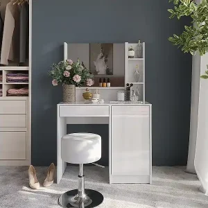 Schminktisch weiß/weiß hochglanz 89.8x50.1x76 sherry Nur Heute