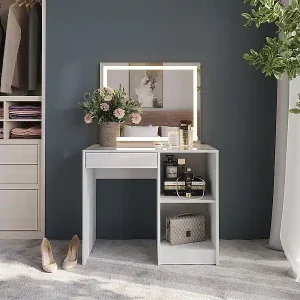 Letzte Chance Schminktisch weiß/weiß hochglanz 89.8x50.1x76 sherry