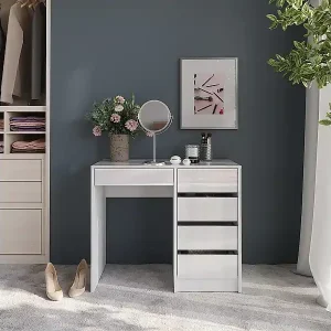 Mega-Angebot Schminktisch weiß/weiß hochglanz 89.8x50.1x76 sherry