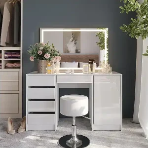 Schminktisch weiß/weiß hochglanz 128.2x50.1x76 sherry Ausverkauf