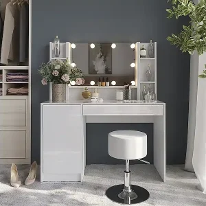 Schminktisch weiß/weiß hochglanz 119.8x50.1x76 sherry Gratis Versand