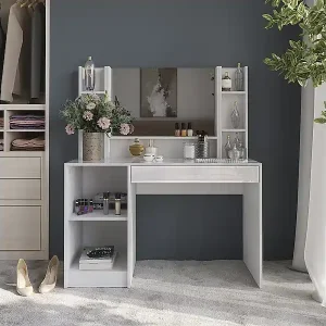 Neuheit Schminktisch weiß/weiß hochglanz 119.8x50.1x76 sherry