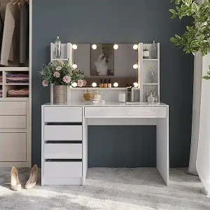 Schminktisch weiß/weiß hochglanz 119.8x50.1x76 sherry Letzte Chance