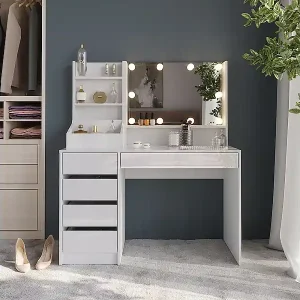 Schminktisch weiß/weiß hochglanz 119.8x50.1x76 sherry Versand Am Gleichen Tag