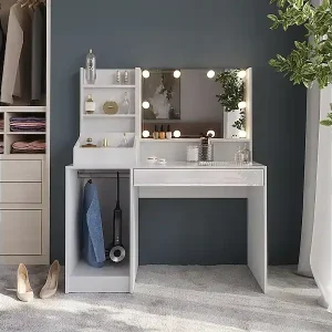 Markenprodukt Schminktisch weiß/weiß hochglanz 119.8x50.1x76 sherry