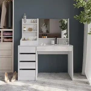 Schminktisch weiß/weiß hochglanz 119.8x50.1x76 sherry Neu Im Sortiment