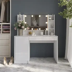 Top-Angebot Schminktisch weiß/weiß hochglanz 119.8x50.1x76 sherry