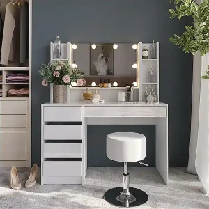 Schminktisch weiß/weiß hochglanz 119.8x50.1x76 sherry Preisreduziert