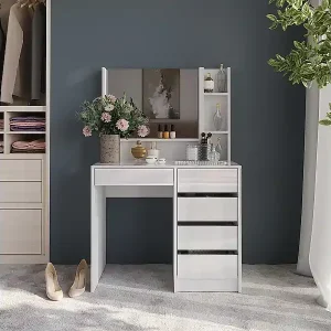 Schminktisch weiß/weiß hochglanz 89.8x50.1x76 sherry Kostenloser Versand