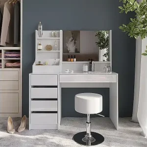 Schneller Versand Schminktisch weiß/weiß hochglanz 119.8x50.1x76 sherry