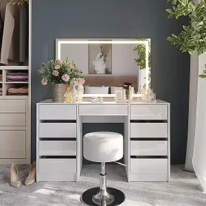 Sonderangebot Schminktisch weiß/weiß hochglanz 128.2x50.1x76 sherry