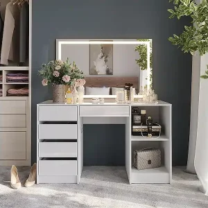 Echt Schminktisch weiß/weiß hochglanz 128.2x50.1x76 sherry