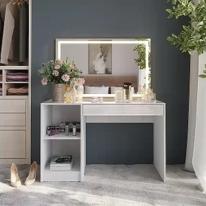 Bestpreis Schminktisch weiß/weiß hochglanz 119.8x50.1x76 sherry