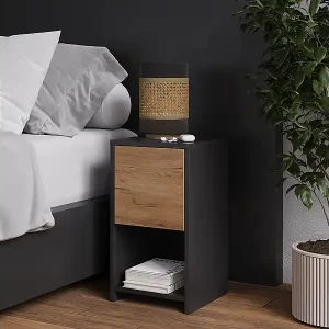 Nur Heute Nachttisch anthrazit/goldkraft eiche 30x30x55 evo