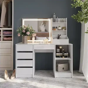 Günstig Schminktisch weiß/weiß hochglanz 128.2x50.1x76 sherry